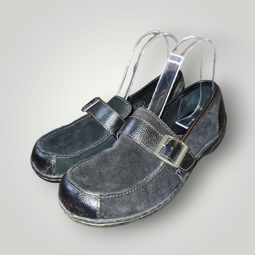 b.o.c. Born Concept Black Loafers Womens 6.5 / 37 Suede Leather Slip on